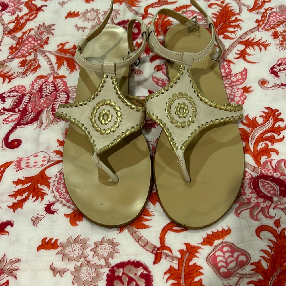 Jack rogers white and gold sandals size 9